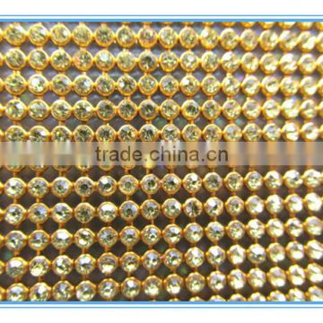 Good quality and price in yiwu , Hot fix crystal rhinestone mesh with golden colour trimming