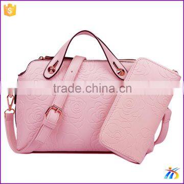 2015 Designer cute rose handbag 2pcs set Lady Handbag with cheap price