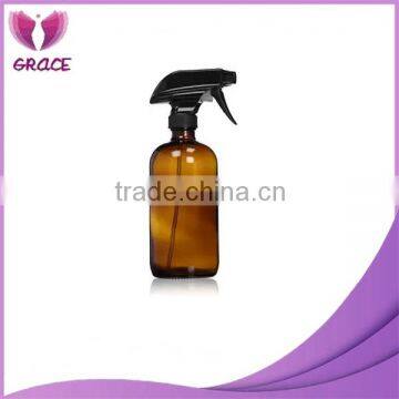 16oz amber glass spray bottle with black trigger sprayer