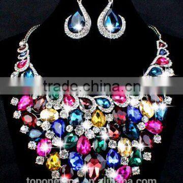 Multicolour Rhinestone Women Jewelry Set in Latest Design/wedding Necklace and Earring Sets photo-3
