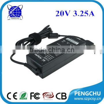 AC Adapter 20V 3.25A Power Adapter 65W Output USB Plug for Lenovo