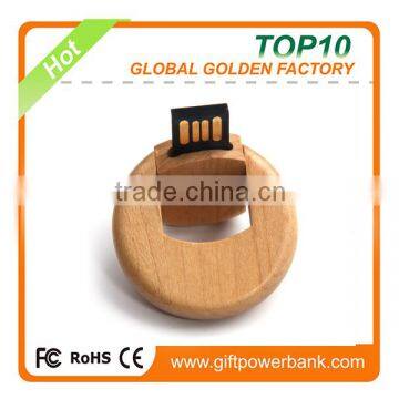 Customized Logo Wood Rotate USB Flash Drive 2.0 Memory Stick 4GB 8GB