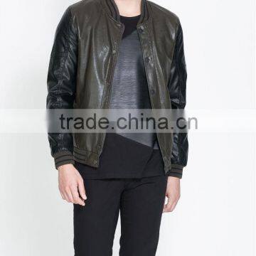 Classical Western Mens PU Leather Jacket With Front Zip Closure