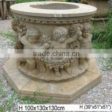 antiqued limestone carvings wellhole