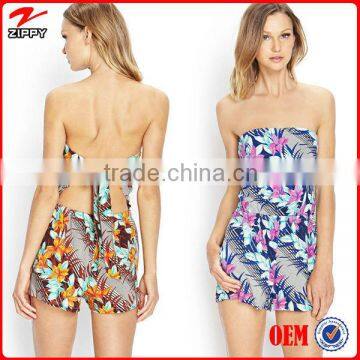 2014 Women Tropical Floral Strapless Romper Women Romper