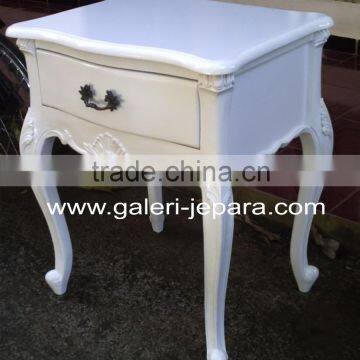 Bedside Drawer Wood with Metallic Handle - Wooden To Table - Classic Furniture Jepara