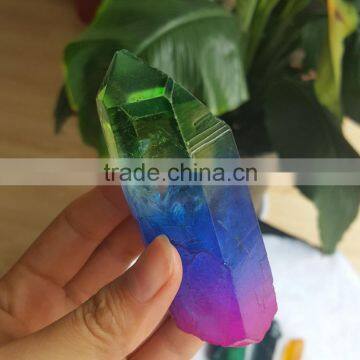 Aqua Rainbow Titanium Aura Crystal Point Quartz Crystal Cluster
