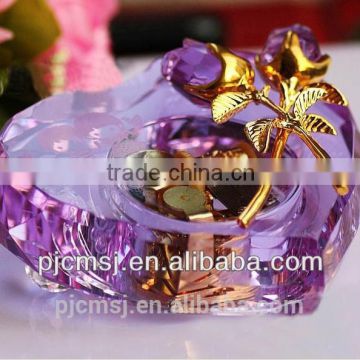 Hot sale heart shaped crystal music instrument for wedding favors .crystal music box