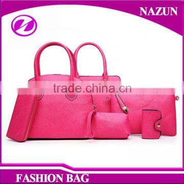 Tmall Hot Selling Fashion 6 in 1 High Quality Rose Leather Bags Waterproof Set Handbags for Lady photo-4