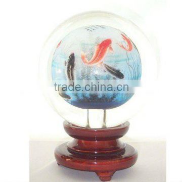 pure crystal glass fish inside-painted art (R-1186