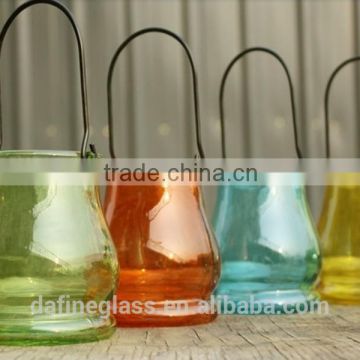 Glass Vase Bottle for plant With Metal Handle Candle Hydroponic/Home Decoration