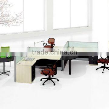 W shaped 60mm thickness office workstation for 3 persons