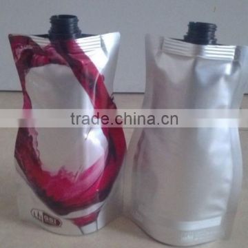 Stand up aluminium foil bag for wine with spout