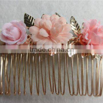 Mint Rose Hair Comb Floral Pearls Bridal Hair Comb Wedding Flower Hair Piece Metal Comb Seafoam Light Aqua FHCOC3001-4