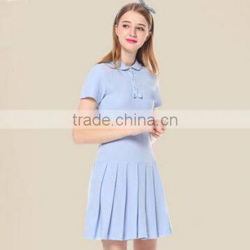 Wholesale Cheap Designer Polo Neck Plain Uniform Sport Cotton Skirts For Girls