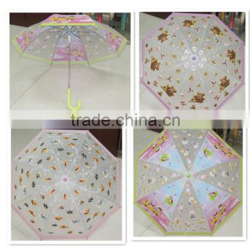 lovely printing wholesale 19inchx8k POE /EVA clear umbrella