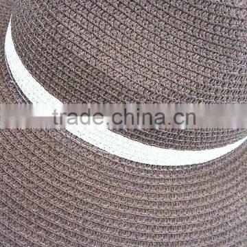 New Cheap Fashion Wholesale Ribbon Striped Dark Brown Paper Panama Custom Partyhot Uniex Straw Hat photo-4
