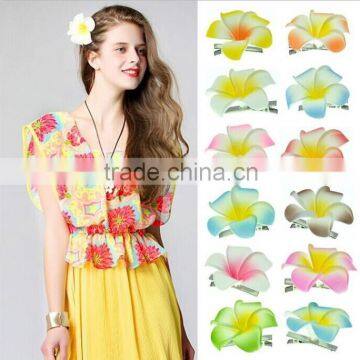 Elegant Hawaiian Foam Frangipani Plumeria Flower Hair Clips