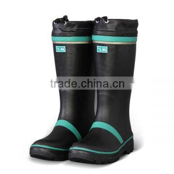 Black and Green Color Top Tied Fashion Mining Rubber Boots Anti-Smashing Rubber Boots Anti-Puncture Rubber Boots