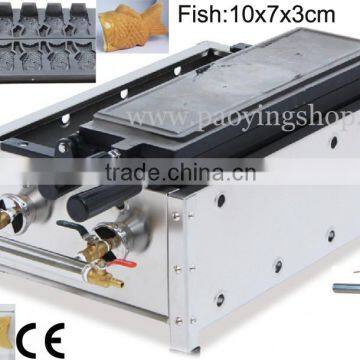 (2 in 1) 5pcs Fish Waffle Commercial Use Non-stick LPG Gas Ice Cream Taiyaki Machine + Batter Dispenser