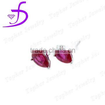 925 silver earring post earring ruby stud earring 2014 new design