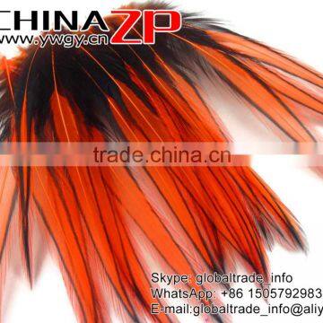 ZPDECOR Feather Bulk Sale Cheap Dyed Orange Laced Pointy Chicken Cape Feathers photo-4