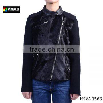 Ladies Black Cashmere Coat, Ladies Black Fur Warm Cashmere Coat