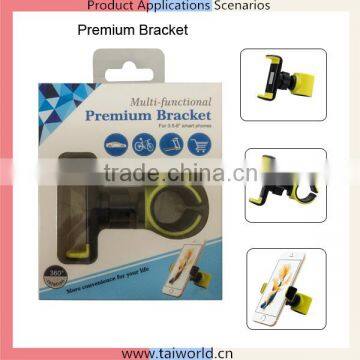360 Degree Universal Bicycle Handlebar Roll Bar Mount Holder Cradle for Treadmills/Strollers/Trolley/Car Vent/Steering Wheel