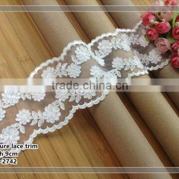 100% poly wedding dress chemical guipure lace trim