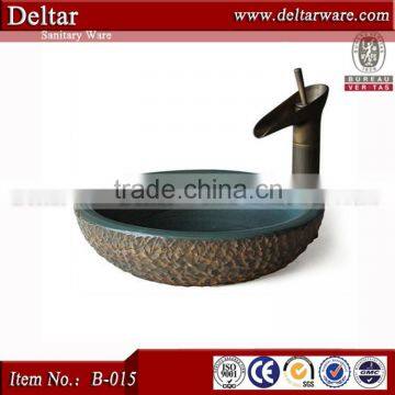 Classic art basin for sale, stone color vessel sink ,fancy bathroom sinks