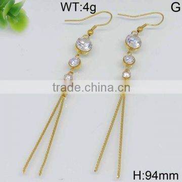 Dangling hook earring with Rhinestone