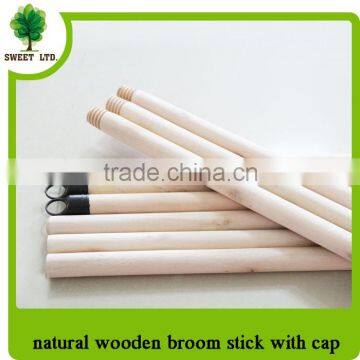 Factory wholesales natural wooden broom and mops stick handle with plastic cap