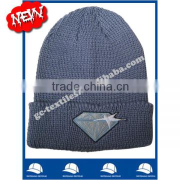 OEM wholesale factory alibaba china soft acrylic material hat in purple color with stone embroidery and cuff single color