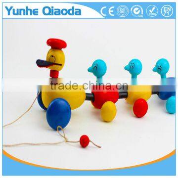 Colorful Pull Along Duck Family Wooden Toy Wiggles as You Pull They Makea Fun Baby photo-6