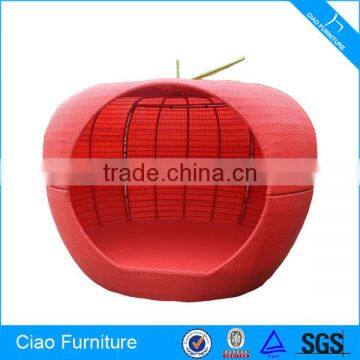 2016 Newest Outdoor Rattan Furniture Distinct Red Apple Round Sunbed