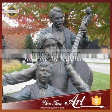Garden Life Size Bronze Family Music Sculpture photo-3