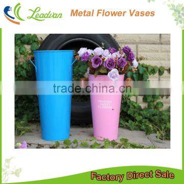 Dutch Outdoor Garden Gold Galvanized Tall Wholesale Metal Vases for Flower Arrangements