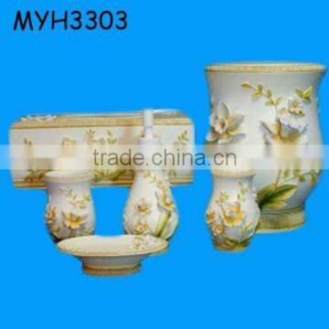 Lily Flowers Theme Polyresin Bathroom Set