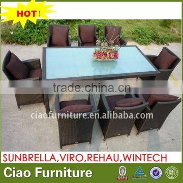 China outdoor resin rattan dining table set
