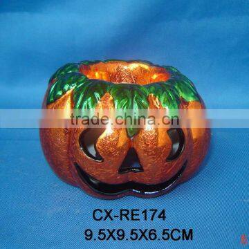 porcelain pumpkin candle holder-holiday deco