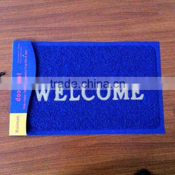 Blue Polyester Stain Resistant Floor Mat With Welcome Logo