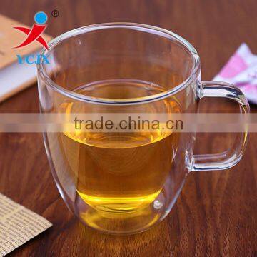 400ML CLEAR HEAT RESISTANT DOUBLE WALL GLASS TEA MUGS