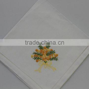 100% Cotton Embroidered Table Napkins With Hemstitch, Set of 6, Various Designs photo-5