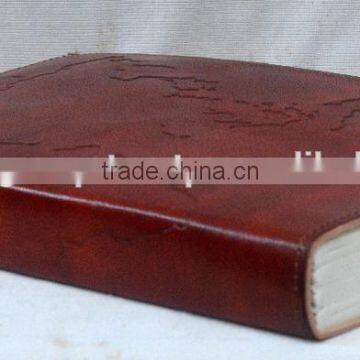 Handmade Vintage World Map Embossed Leather Diary photo-3