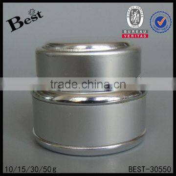 10/15/30/50g Silver Aluminum Cream Jar Face Cream Aluminum Cream Jar With White Glass Inner Jar photo-3