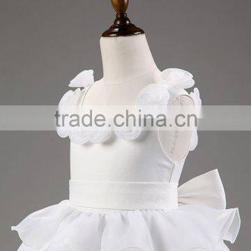 Retail Girl Lace Dress Ruffle Layers Little Girl Princess Party Dress Rose Collar Baby Girls Gauze Evening Dresses Christening photo-4