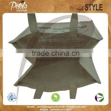 PP Laminated Jute Shopping Bag With Jute Handle & With One Color Print Two Side photo-3