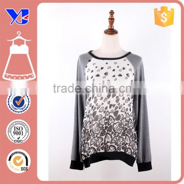 Chiffon body cotton sleeves heart beat pattern nice original t-shirt