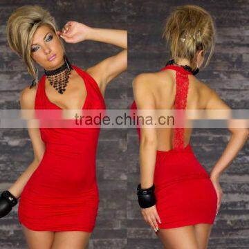 Sexy Women's Clubwear Party Cocktail Mini Red Bodycon Evening Dress + G-string