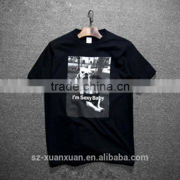 SZXX T321 Hot Sale Black Custom Printed Cotton T-shirt Mens